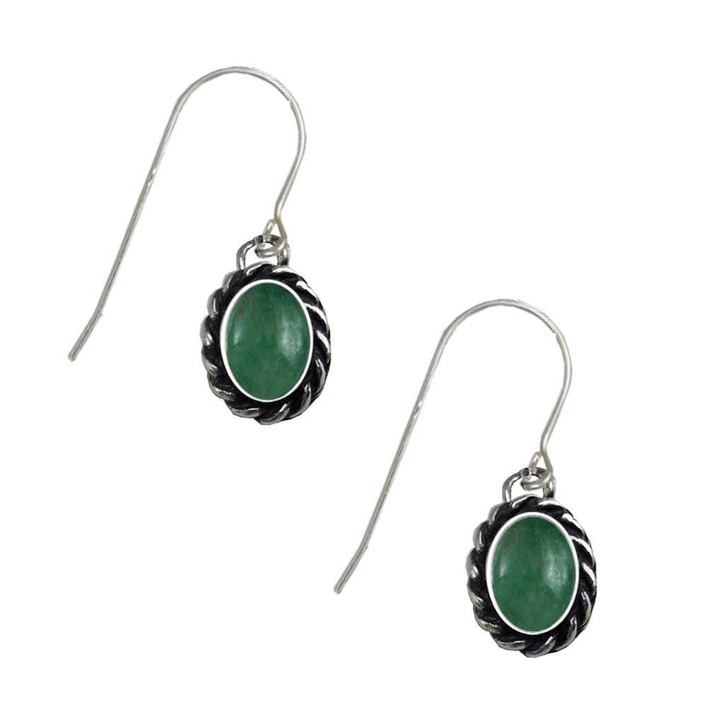 Sterling Silver Jade Gemstone Drop Dangle Earrings